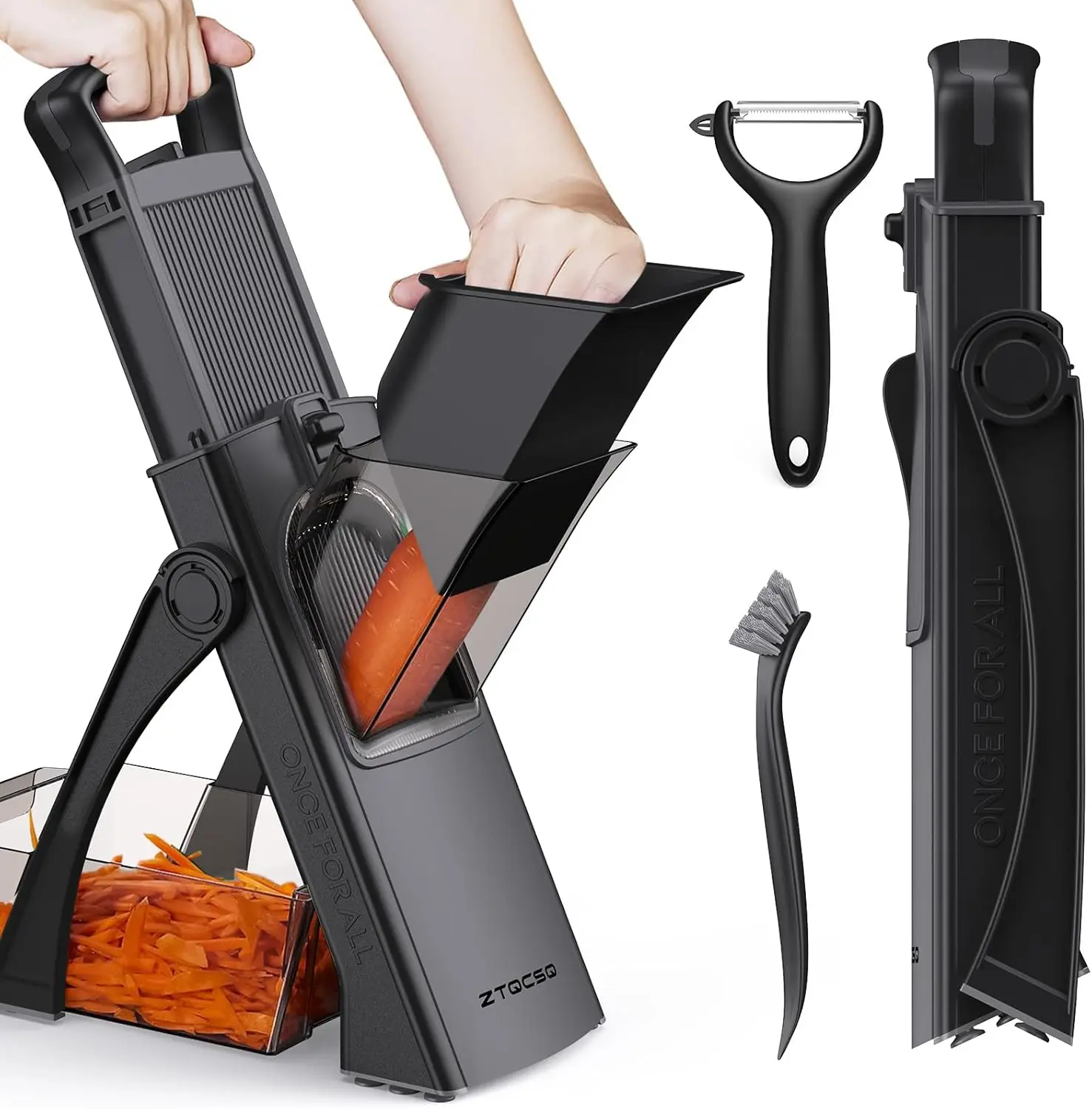 Safe Mandoline Slicer, Adjustable Thickness, All-in-1 Veggie Slicer with Cleaning Brush
Safe Mandoline Slicer, Adjustable Thickness, All-in-1 Veggie Slicer with Cleaning Brush