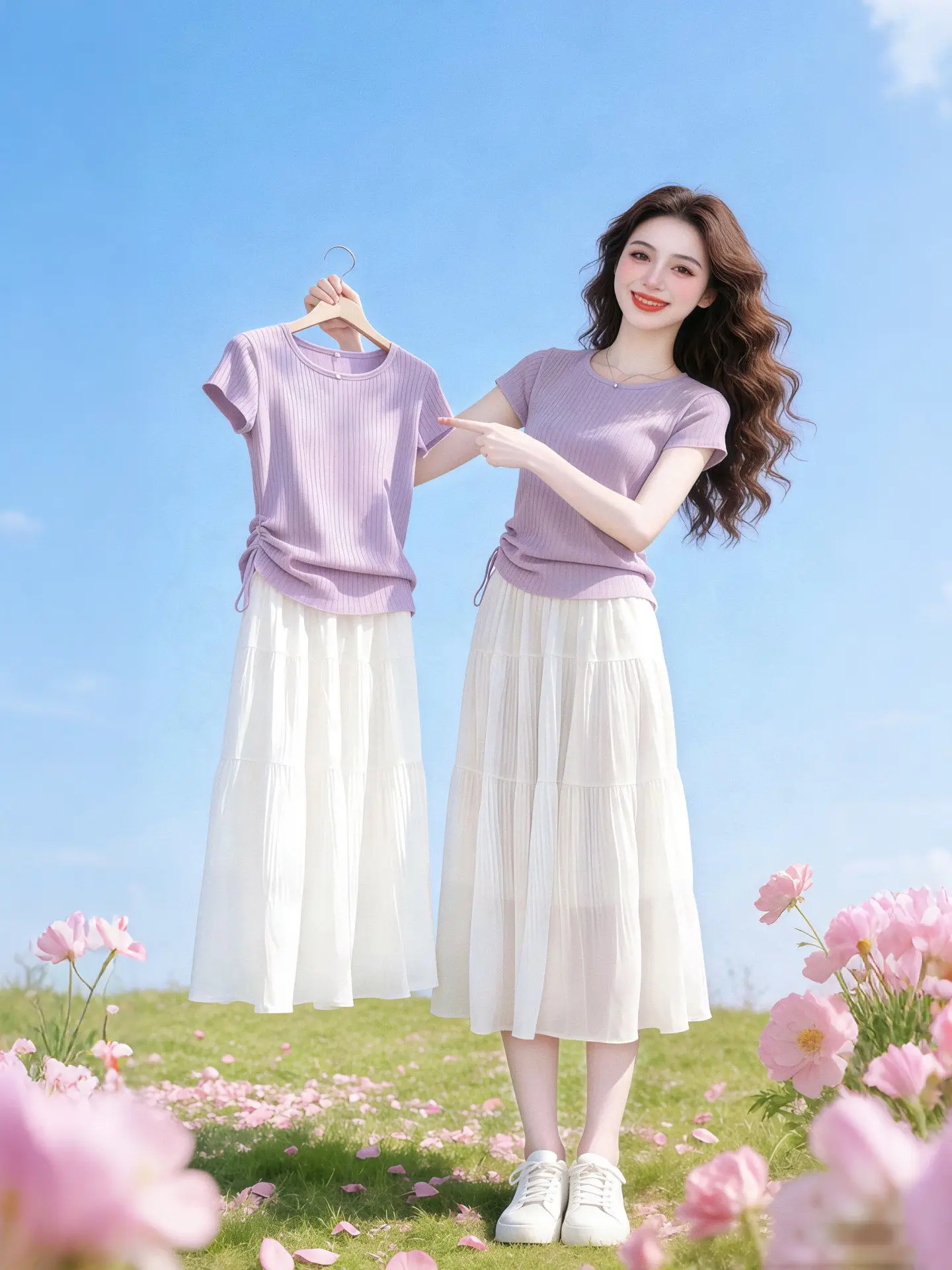 New 2026 Women's Fashion Set Loose Short Sleeve Light Purple Versatile Design Pleated Skirt Breathable Lightweight round Neck...
New 2026 Women's Fashion Set Loose Short Sleeve Light Purple Versatile Design Pleated Skirt Breathable Lightweight round Neck...