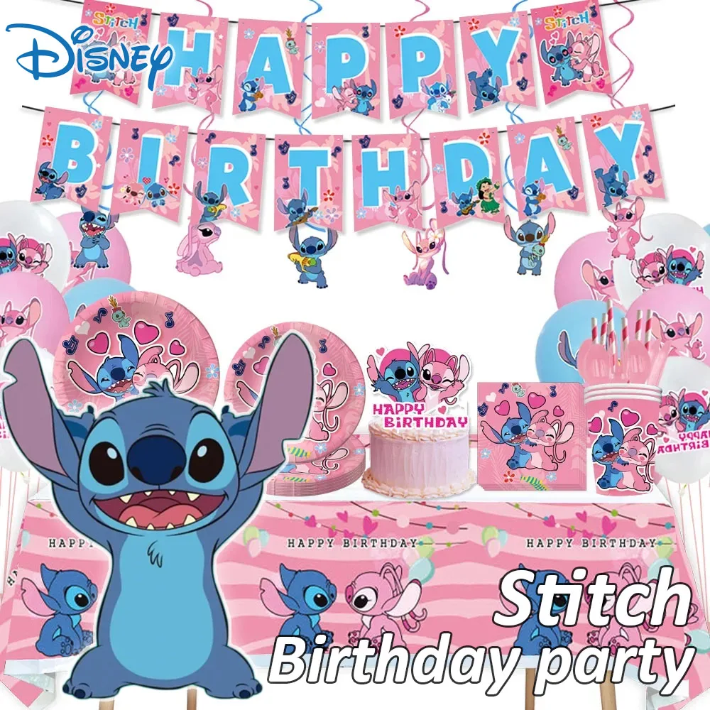 Disney Pink Lilo and Stitch Birthday Party Decorations Cartoon Figure Disposable Party Tableware Festive Supplies Children's Day
Disney Pink Lilo and Stitch Birthday Party Decorations Cartoon Figure Disposable Party Tableware Festive Supplies Children's Day