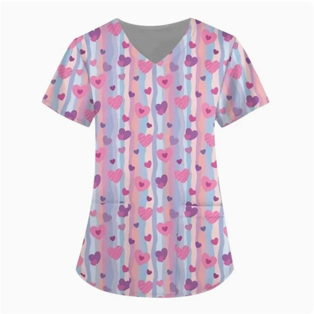 V-neck nurse uniform women's Valentine's Day small love 3D printing short sleeve pocket work clothes nurse uniform shirt nursing
V-neck nurse uniform women's Valentine's Day small love 3D printing short sleeve pocket work clothes nurse uniform shirt nursing