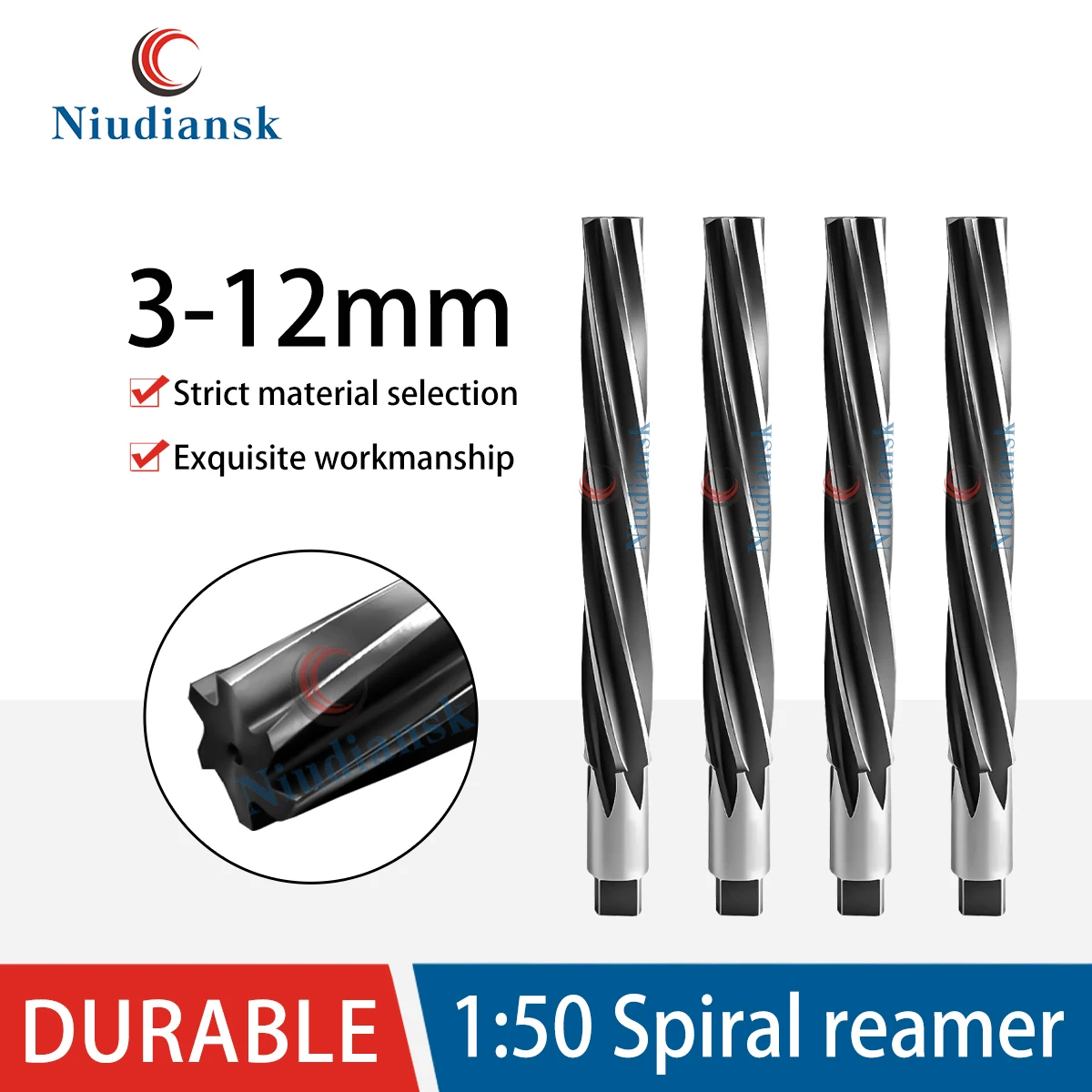 1:50 Taper Spiral Reamer 6542High-speed Steel Straight Handle Spiral Cutter Sharp And Wear-resistant High Hardness Spiral Reamer
1:50 Taper Spiral Reamer 6542High-speed Steel Straight Handle Spiral Cutter Sharp And Wear-resistant High Hardness Spiral Reamer