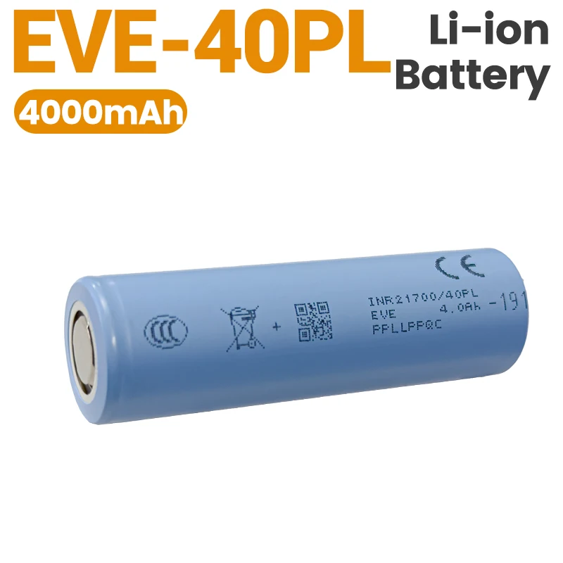 Grade A Original 1-100PCS EVE 40PL 21700 Batteries 4000mAh 3.6V 70A High Power Cell INR21700/40PL Rechargable Li-ion Bateria
Grade A Original 1-100PCS EVE 40PL 21700 Batteries 4000mAh 3.6V 70A High Power Cell INR21700/40PL Rechargable Li-ion Bateria