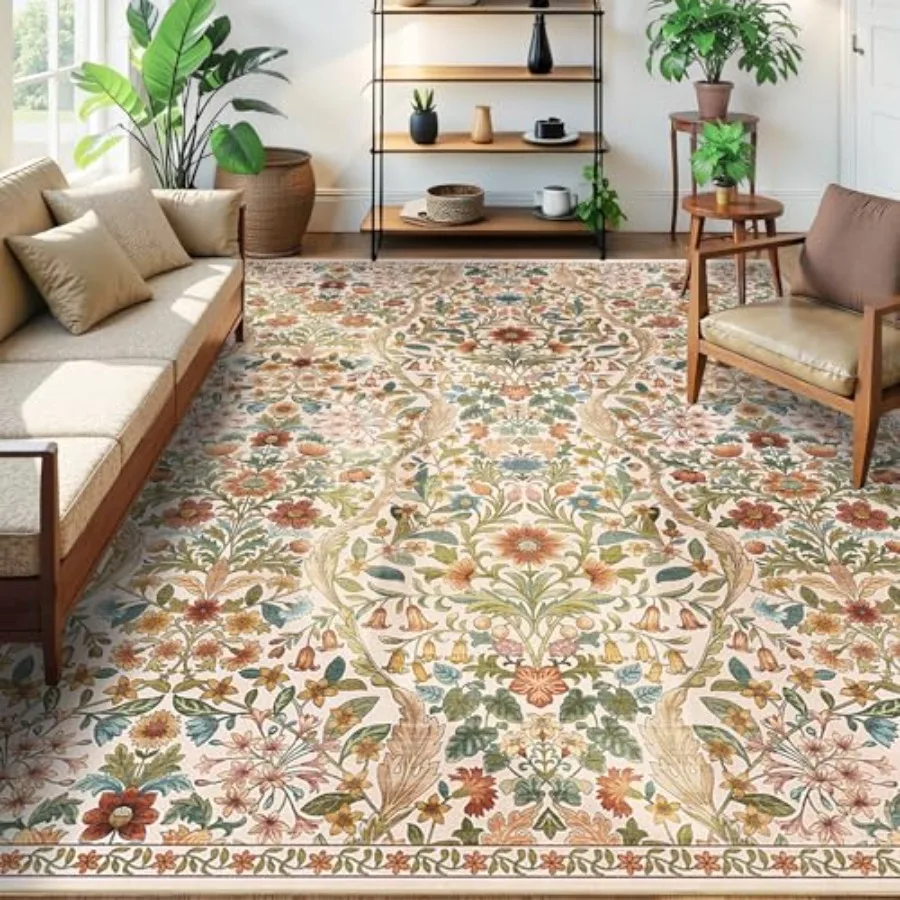 8x10 Washable Area Rug for Living Room: Vintage Beige Floral Design, Soft Non-Slip Stain-Resistant Boho Lightweight Carpet for
8x10 Washable Area Rug for Living Room: Vintage Beige Floral Design, Soft Non-Slip Stain-Resistant Boho Lightweight Carpet for