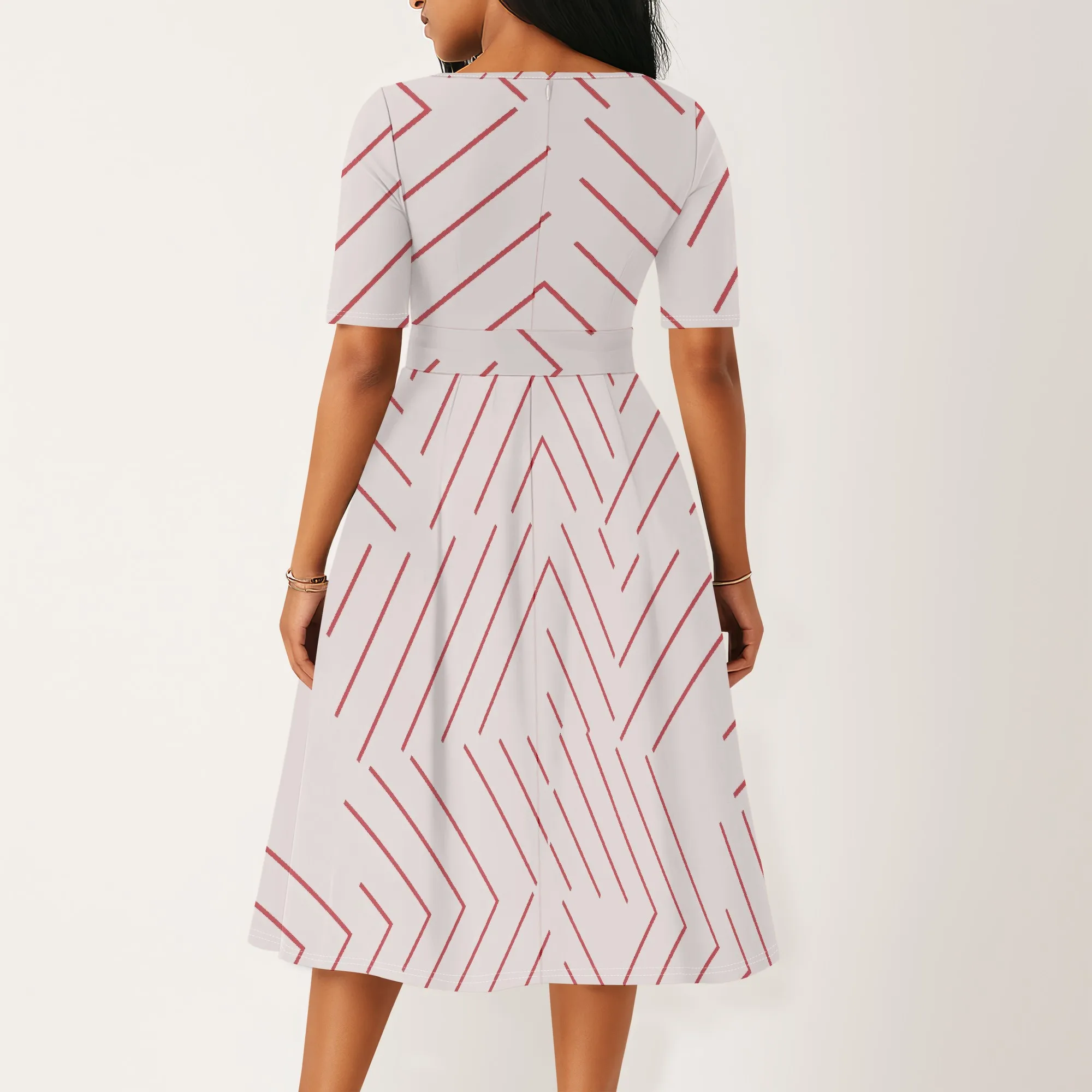 Striped A-Line Midi Dress for Women 2025 Short Sleeve High Waist Elegant Fit Casual Church Office Spring Summer Wear XS-3XL
Striped A-Line Midi Dress for Women 2025 Short Sleeve High Waist Elegant Fit Casual Church Office Spring Summer Wear XS-3XL