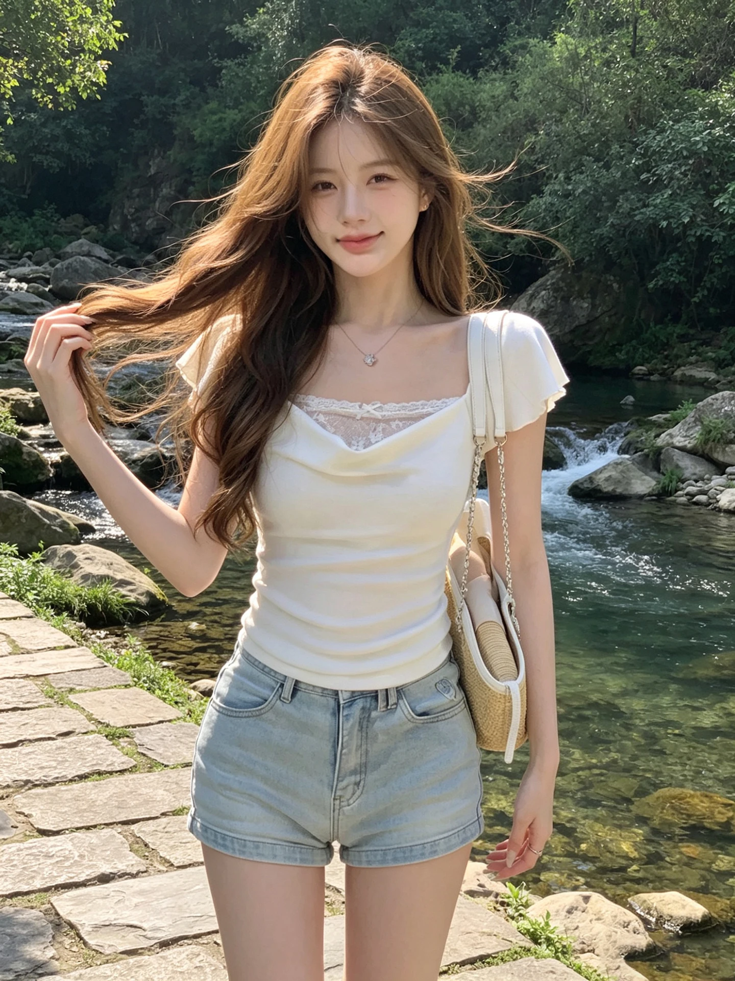 Korean Style Gentle White Flower Lace Trim Short Sleeve Slim Fit T-Shirt Women's Design Summer Casual Breathable Comfortable
Korean Style Gentle White Flower Lace Trim Short Sleeve Slim Fit T-Shirt Women's Design Summer Casual Breathable Comfortable