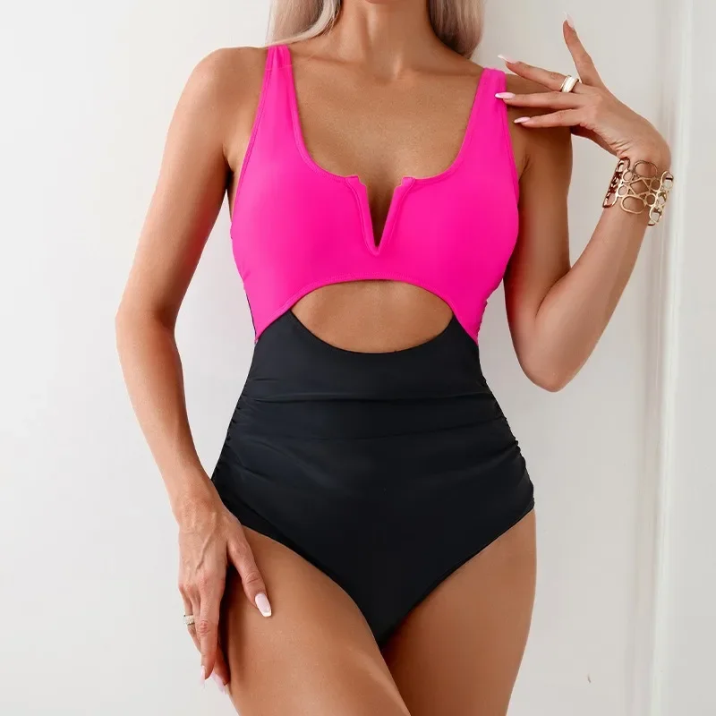 Patchwork Contrast Color Swimming Suit for Women Sexy Hollow Out V Neck One Piece Swimsuit 2025 New Beach Vacation Lady Swimwear
Patchwork Contrast Color Swimming Suit for Women Sexy Hollow Out V Neck One Piece Swimsuit 2025 New Beach Vacation Lady Swimwear