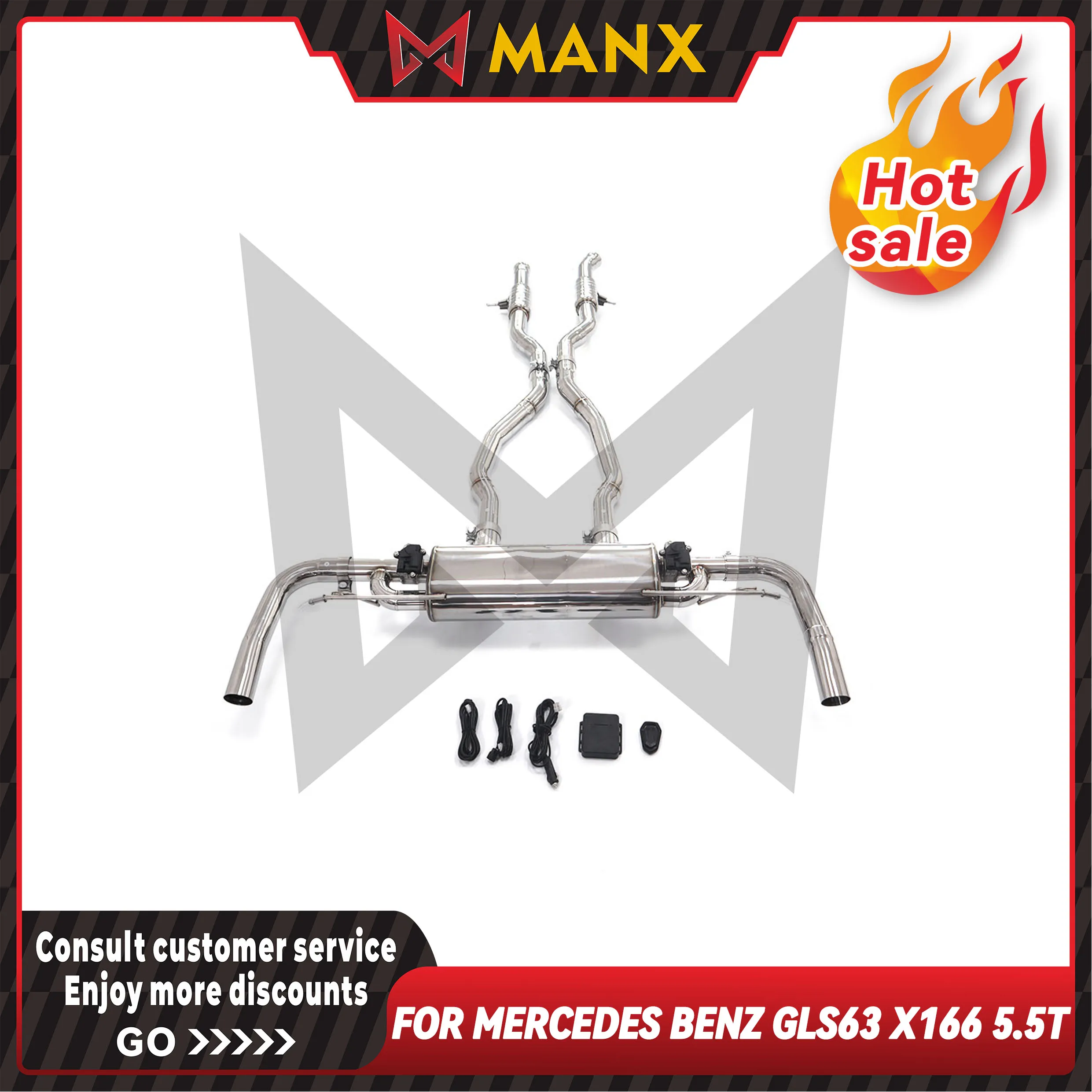 For Mercedes Benz GLS63 X166 5.5T Car Exhaust system Stainless steels Performance Catback Muffler with remote control valve
For Mercedes Benz GLS63 X166 5.5T Car Exhaust system Stainless steels Performance Catback Muffler with remote control valve