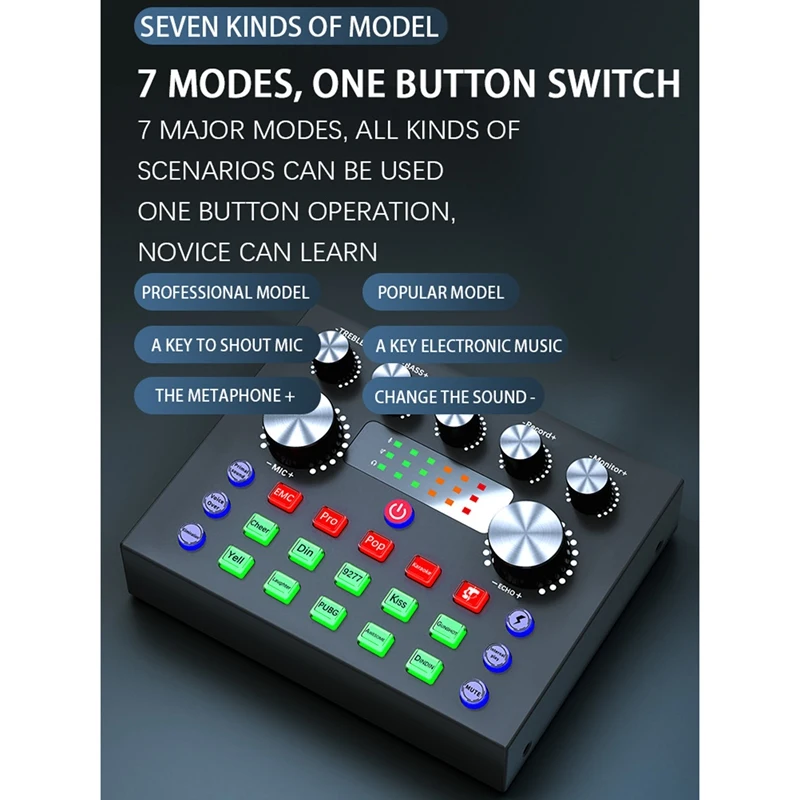 V8S Live External Sound Card Voice Changer Sound Card With Multiple Sound Effects For Live Recording Home KTV Voice Chat
V8S Live External Sound Card Voice Changer Sound Card With Multiple Sound Effects For Live Recording Home KTV Voice Chat