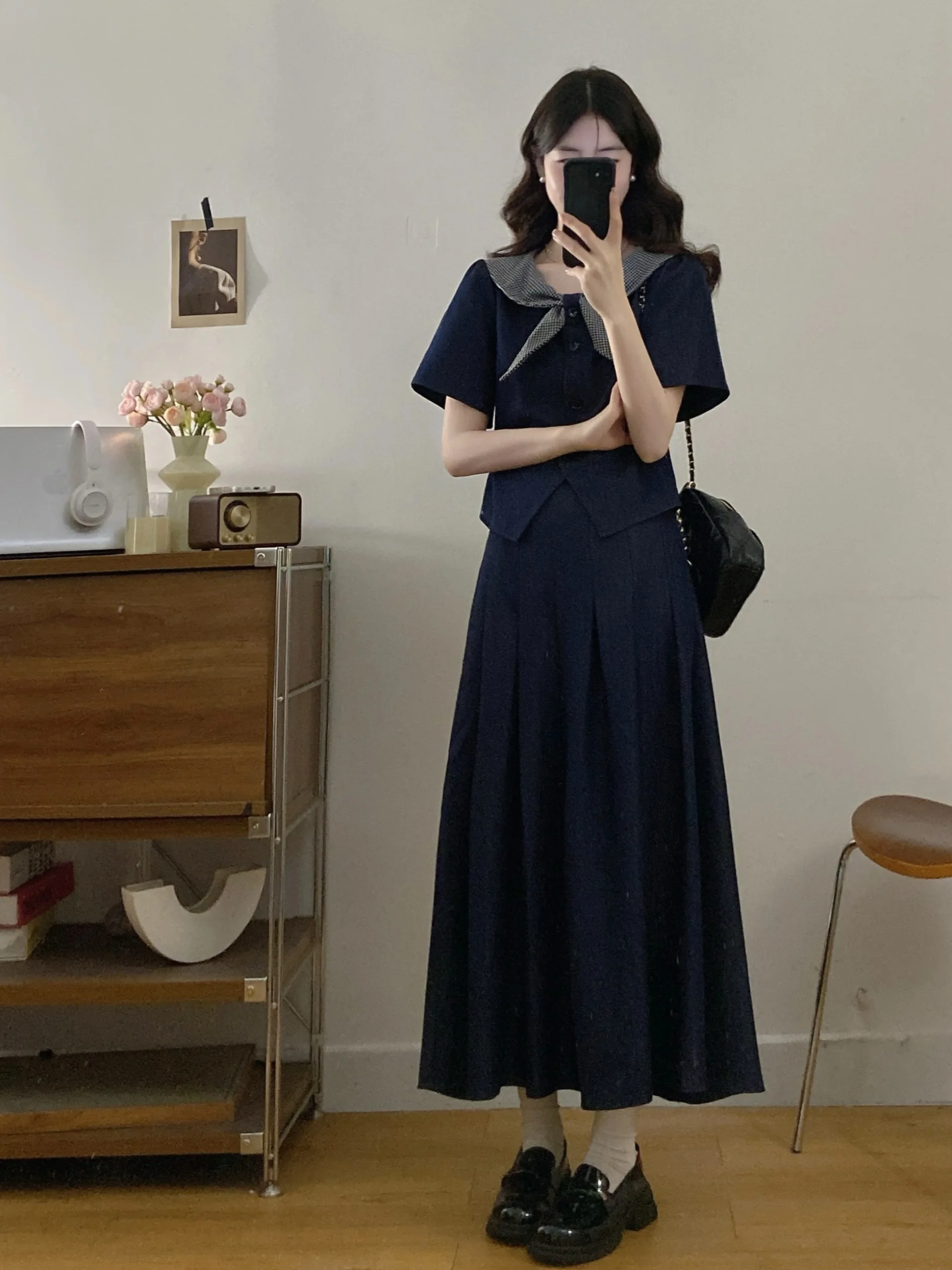 plus Size Summer Fashion Outfit Plaid Gingham Doll Collar Top Skirt Set Casual Breathable Short Sleeve Midi Skirt Two Piece Set
plus Size Summer Fashion Outfit Plaid Gingham Doll Collar Top Skirt Set Casual Breathable Short Sleeve Midi Skirt Two Piece Set