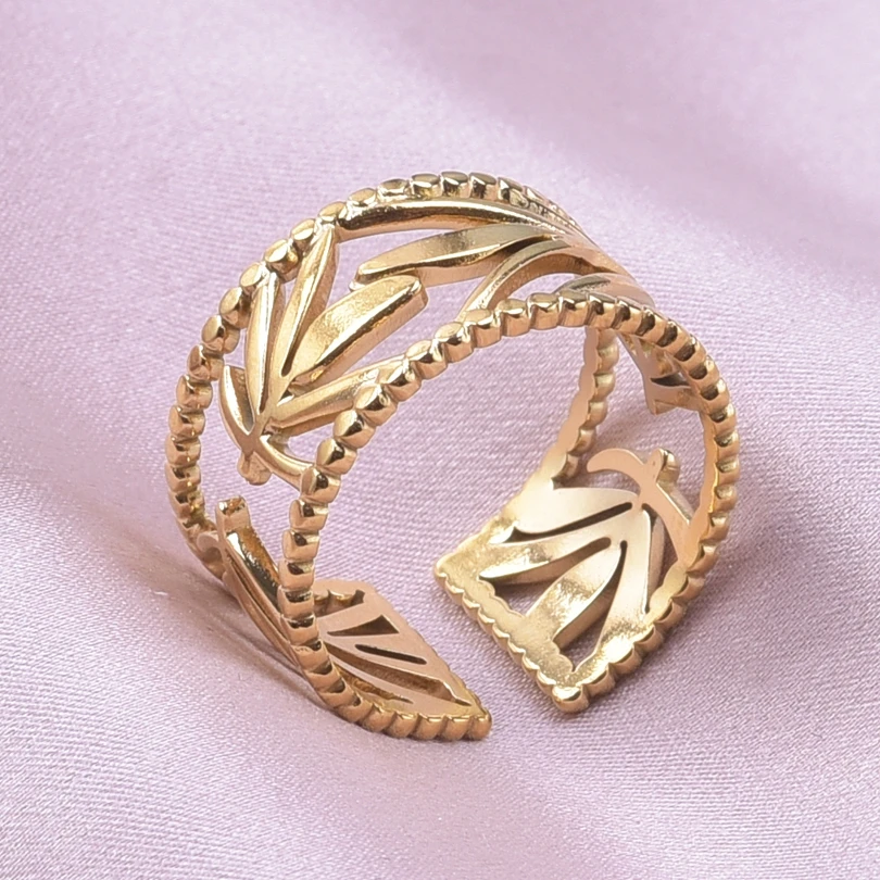 Vintage Leaf Shape Design Double Layer Rings For Women Stainless Steel Elegant Minimalist Hollow Open Finger Rings Jewelry Gift
Vintage Leaf Shape Design Double Layer Rings For Women Stainless Steel Elegant Minimalist Hollow Open Finger Rings Jewelry Gift