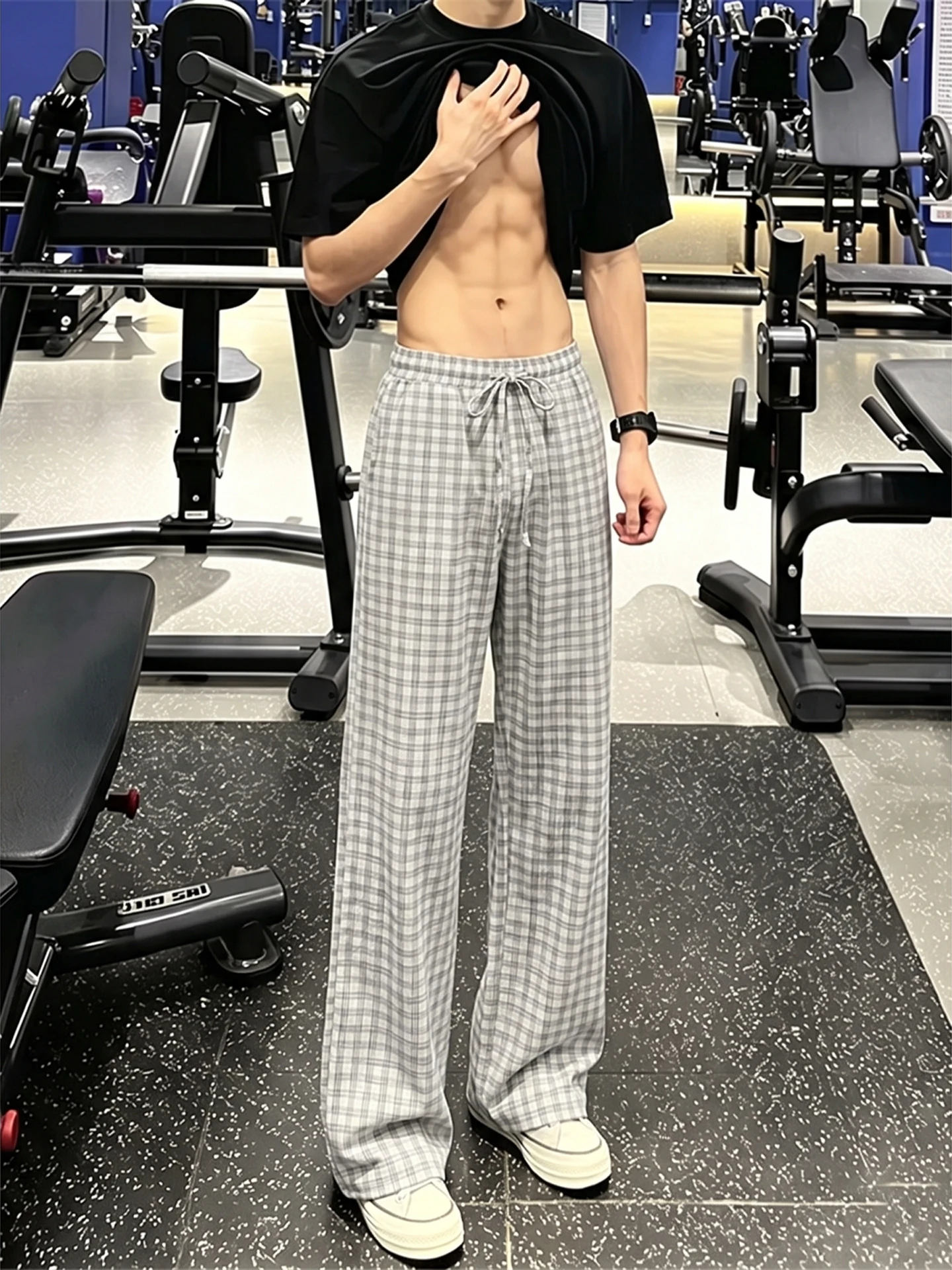 Cleanfit White Plaid Men's Summer Thin Drape Wide Leg Straight Fitness Casual Long Pants Loose Waist Corded Trousers
Cleanfit White Plaid Men's Summer Thin Drape Wide Leg Straight Fitness Casual Long Pants Loose Waist Corded Trousers