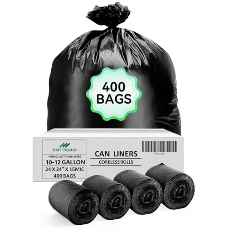 400 Count Heavy Duty Black Trash Bags 10-12 Gallon 24 x 24 Inch Large Garbage Bags 15 Micron Thick Strong Leak-Resistant Trash
400 Count Heavy Duty Black Trash Bags 10-12 Gallon 24 x 24 Inch Large Garbage Bags 15 Micron Thick Strong Leak-Resistant Trash