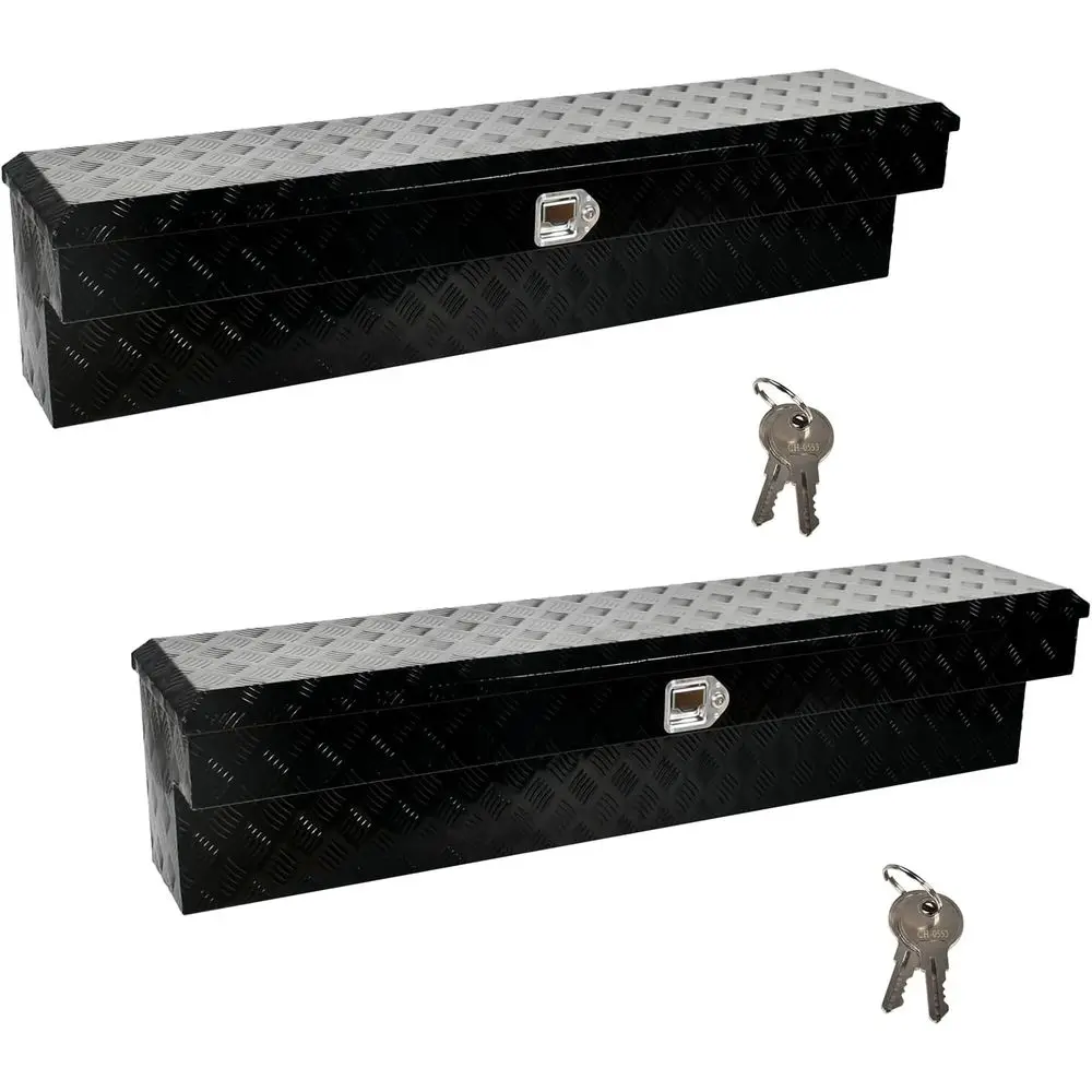 60 Side Mount Tool Box for Pickup Trucks, RVs, and Trailers - Storage Organizer with Handle, Lock, and Keys, Black, 5 Bar Tread
60 Side Mount Tool Box for Pickup Trucks, RVs, and Trailers - Storage Organizer with Handle, Lock, and Keys, Black, 5 Bar Tread