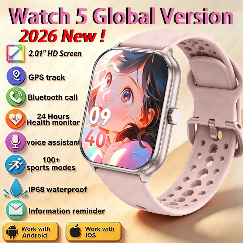 2026 New Watch 5 Global Version ECG Smart Watch Men Women 24-hour Health Monitor GPS Track Sports Fitness Waterproof Smartwatch
2026 New Watch 5 Global Version ECG Smart Watch Men Women 24-hour Health Monitor GPS Track Sports Fitness Waterproof Smartwatch