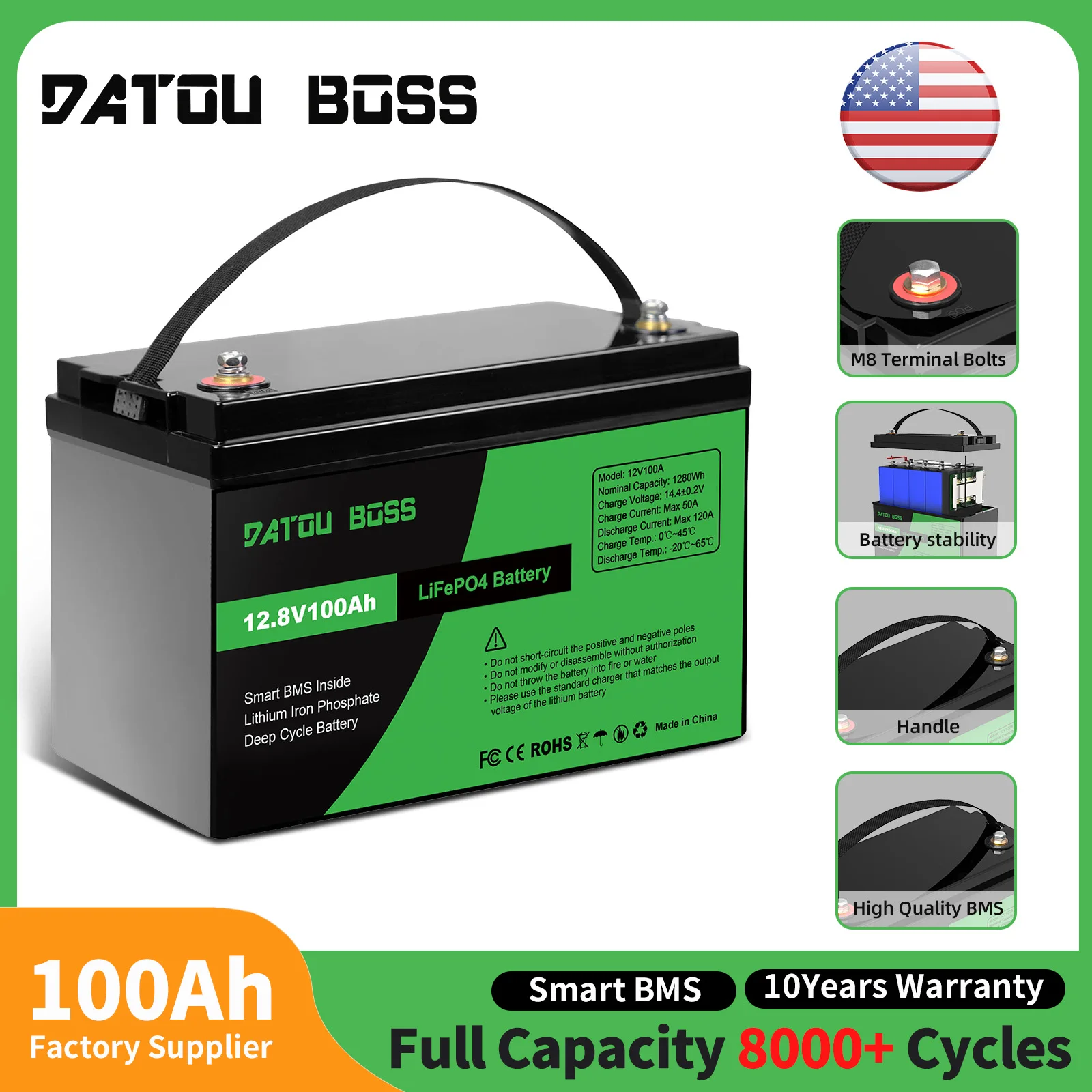 DATOUBOSS 100AH LiFePO4 12 В аккумуляторные банки питания инвертор тележка для гольфа домашняя солнечная быстрая доставка налог в США бесплатно литий-железо-фосфат
DATOUBOSS 100AH LiFePO4 12 В аккумуляторные банки питания инвертор тележка для гольфа домашняя солнечная быстрая доставка налог в США бесплатно литий-железо-фосфат