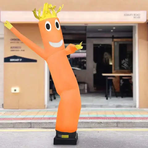 Naranja 10 pies bailarines de aire muñeca de baile inflable cielo hombre viento cielo ondulado bailarina inflable publicidad marioneta de aire 3m
