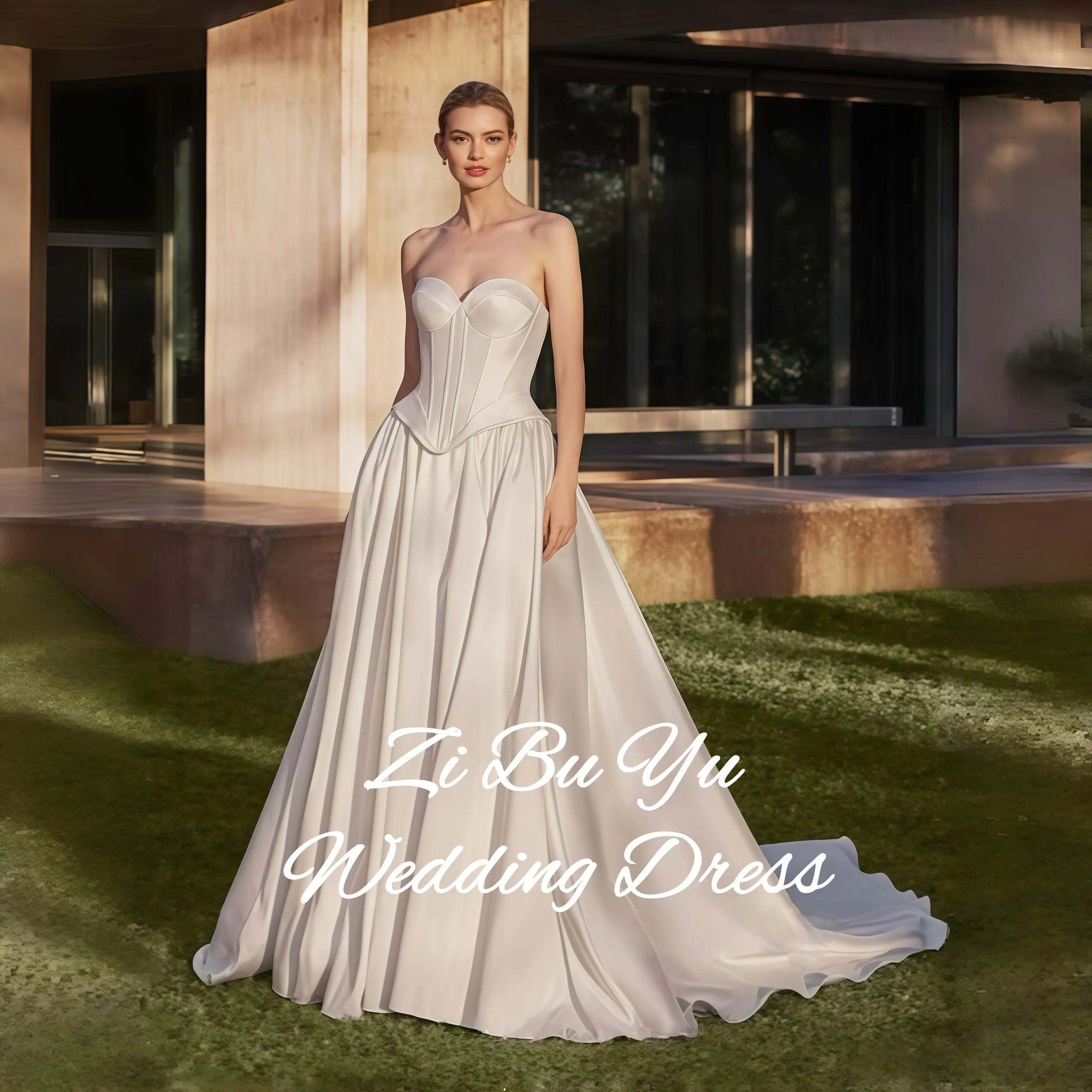ZIBUYU Customized Luxury Wedding Dress Strapless 2026 Sweetheart Neckline Corset Bodice Satin A-Line/Mermaid Train Bridal Gowns
ZIBUYU Customized Luxury Wedding Dress Strapless 2026 Sweetheart Neckline Corset Bodice Satin A-Line/Mermaid Train Bridal Gowns