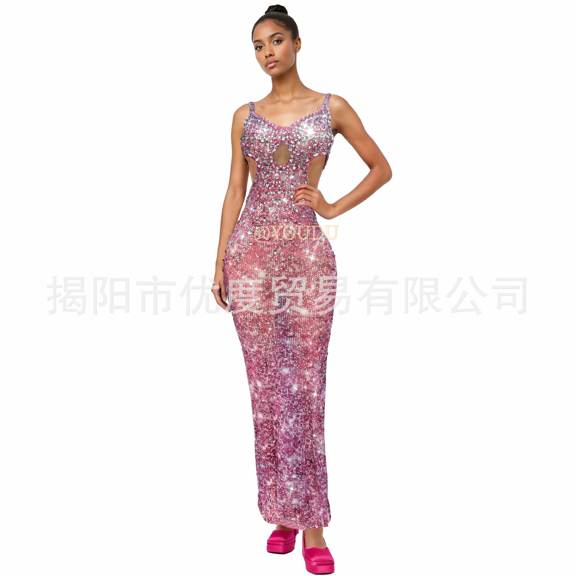 Pink Romantic Rhinestone Long Dress Bling Sparkling Sleeveless Dress Birthday Dance Suit Pink Nectar Dresses Woman Elegant Party
Pink Romantic Rhinestone Long Dress Bling Sparkling Sleeveless Dress Birthday Dance Suit Pink Nectar Dresses Woman Elegant Party