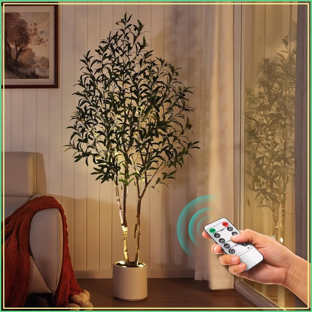 6FT Artificial Olive Tree with Remote LED Spotlights, White Planter for Home Office Living Room Decor
6FT Artificial Olive Tree with Remote LED Spotlights, White Planter for Home Office Living Room Decor