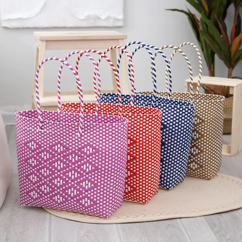 Fashion Diamond Lattice Vegetable Basket Bag Handmade Woven Women's Clutch Basket Beach Bag
Fashion Diamond Lattice Vegetable Basket Bag Handmade Woven Women's Clutch Basket Beach Bag