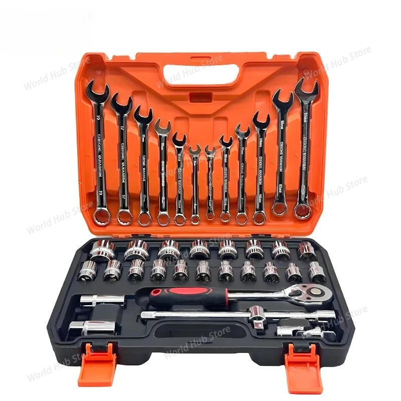 37-piece Socket Wrench Tool Set, Auto Repair Set, Dafei 1/2 Ratchet Wrench, Household Hardware
37-piece Socket Wrench Tool Set, Auto Repair Set, Dafei 1/2 Ratchet Wrench, Household Hardware