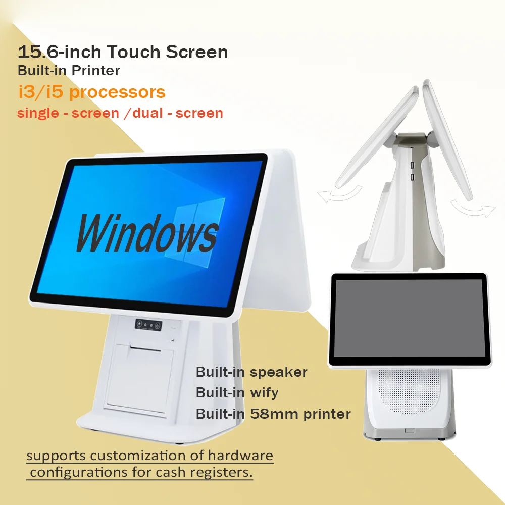 15.6" All-in-One Touch POS System Built-in Receipt Printer, Intel i3/i5 Win10 for Restaurant Retail Shop | Scanner & Cash Drawer
15.6" All-in-One Touch POS System Built-in Receipt Printer, Intel i3/i5 Win10 for Restaurant Retail Shop | Scanner & Cash Drawer