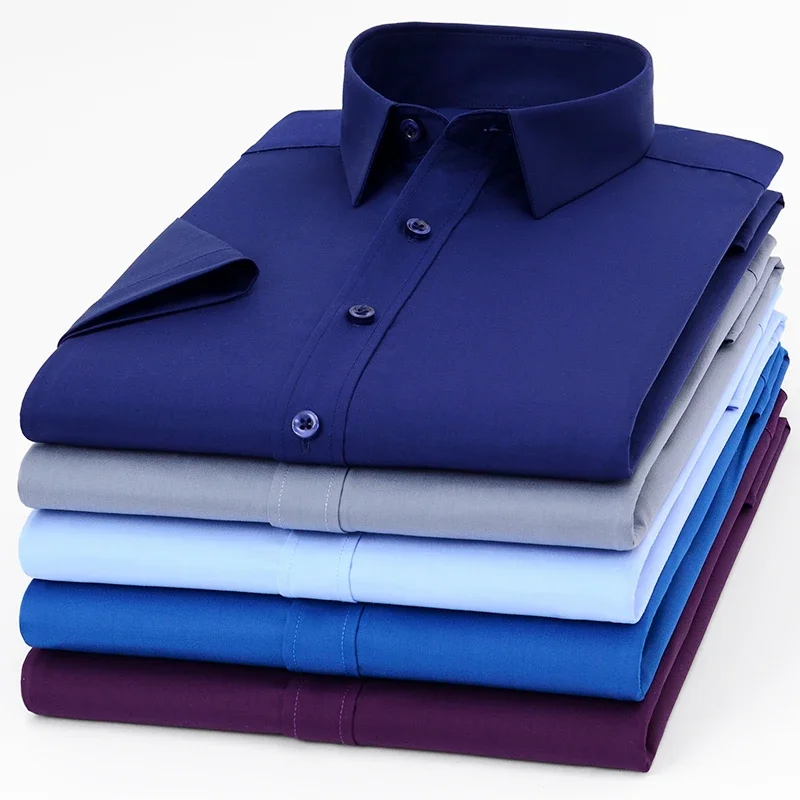 plus size 8XL elastic Bamboo Fiber summer Short sleeve shirts for men slim fit formal plain shirt soft elegants office clothes
plus size 8XL elastic Bamboo Fiber summer Short sleeve shirts for men slim fit formal plain shirt soft elegants office clothes