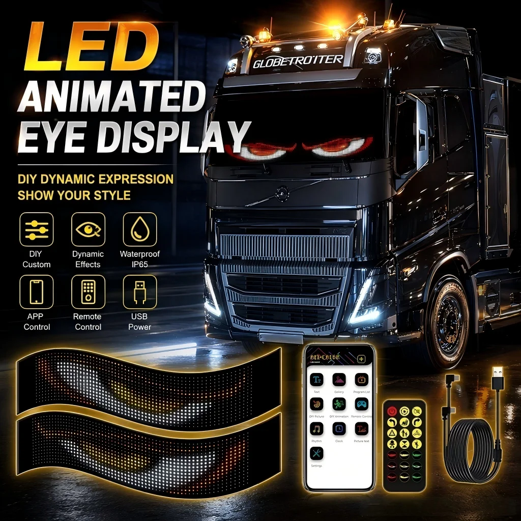 Car Devil Eyes Light Led Soft Screen DIY Colorful Car Windshield Dynamic LED Smart Phone App Control Flexible Matrix Screen
Car Devil Eyes Light Led Soft Screen DIY Colorful Car Windshield Dynamic LED Smart Phone App Control Flexible Matrix Screen