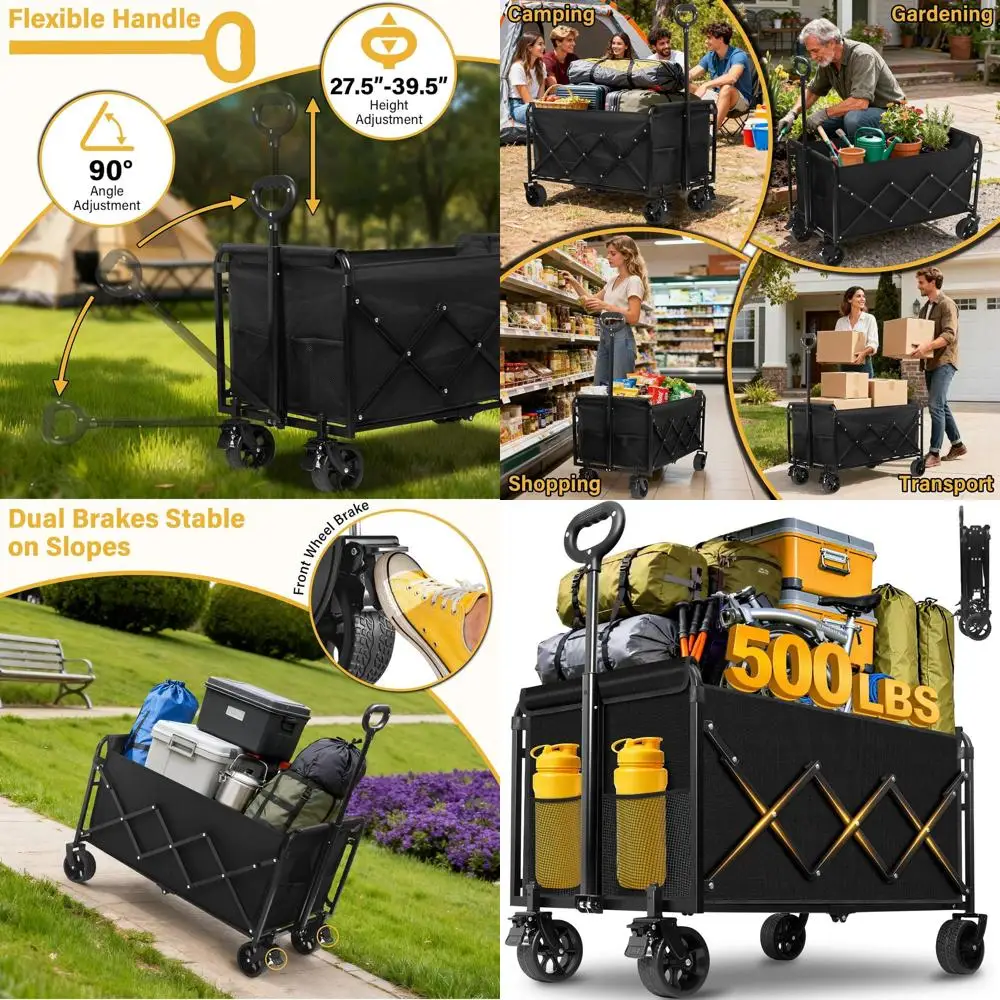 Folding Utility Wagon with 500lbs Capacity, Suitable for Outdoor Activities and Shopping
Folding Utility Wagon with 500lbs Capacity, Suitable for Outdoor Activities and Shopping
