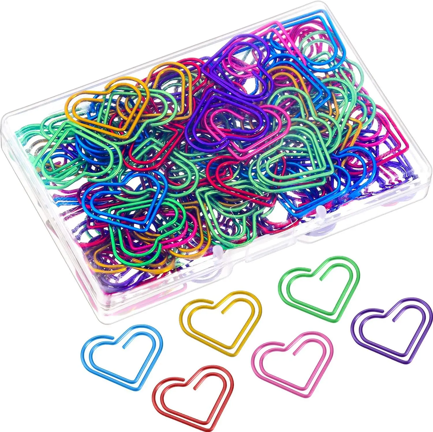 105 Pcs Heart Shaped Paper Clips, Colorful Metal Paperclips for Office School Supplies Wedding Decoration
105 Pcs Heart Shaped Paper Clips, Colorful Metal Paperclips for Office School Supplies Wedding Decoration