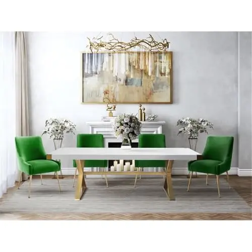 Velvet Upholstered Armless Dining Chair In Vibrant Green With Gold-Tone Metal Legs
Velvet Upholstered Armless Dining Chair In Vibrant Green With Gold-Tone Metal Legs