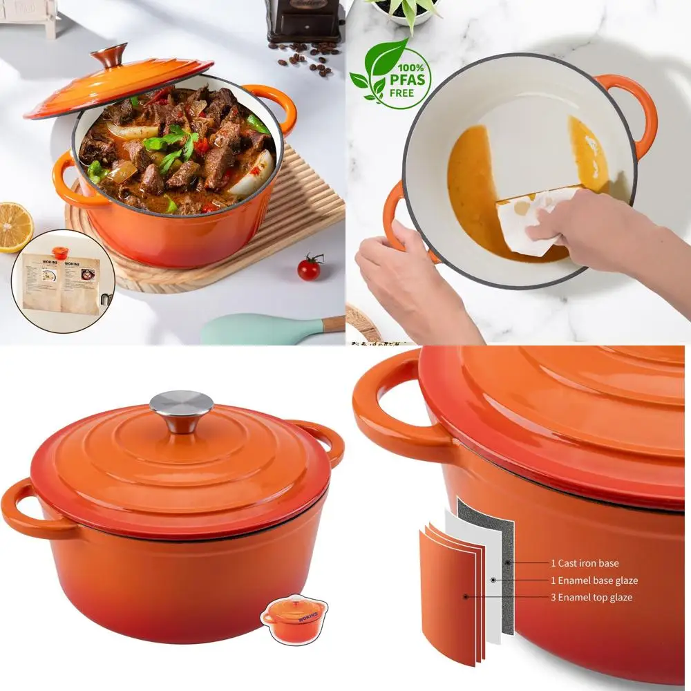 Сверхмощный эмалированный чугунный голландский горшок для духовки с крышкой, 4QT, безопасный для духовки до 500 ° F, идеально подходит для выпечки хлеба, плетения, рагу, рожков
Сверхмощный эмалированный чугунный голландский горшок для духовки с крышкой, 4QT, безопасный для духовки до 500 ° F, идеально подходит для выпечки хлеба, плетения, рагу, рожков