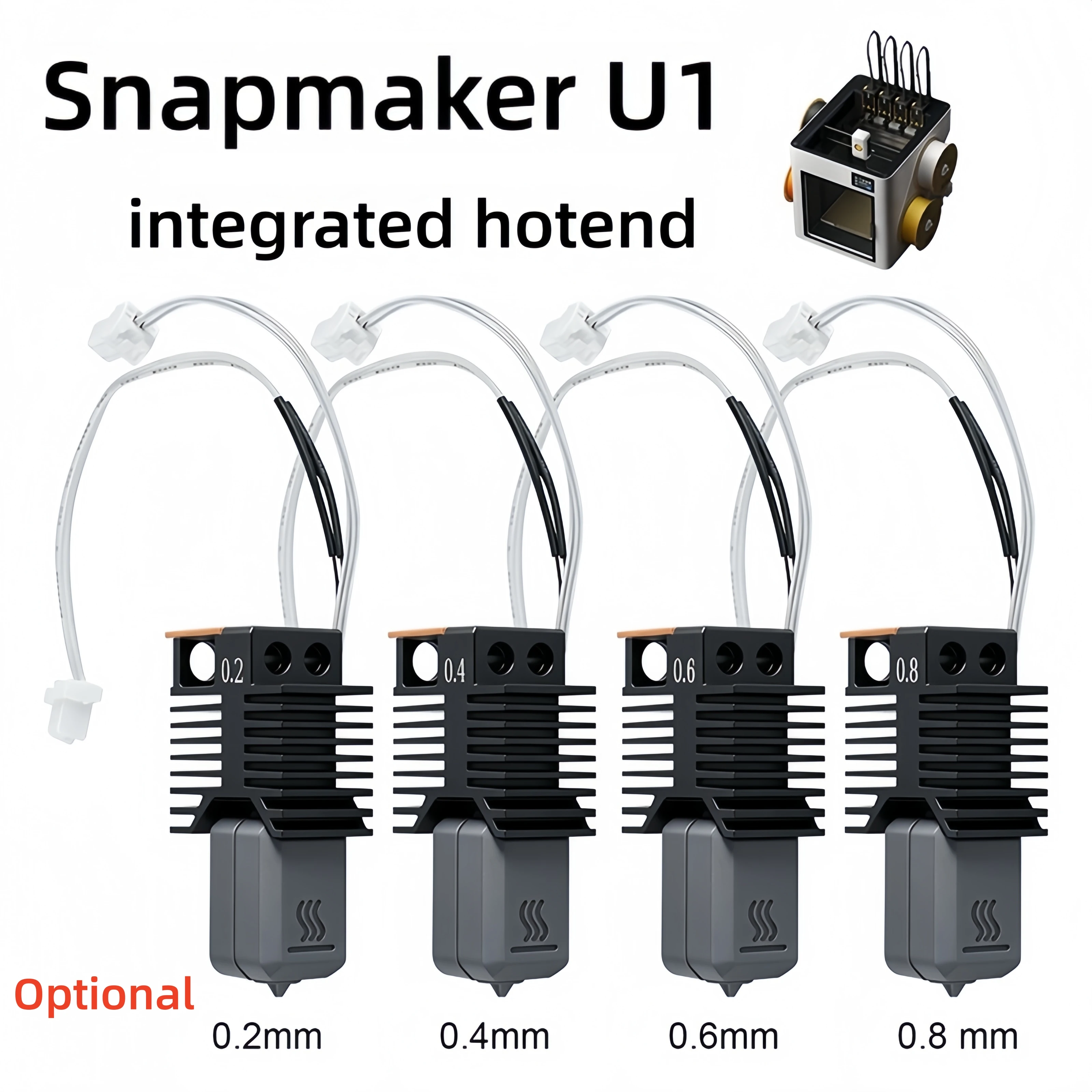 Integrated Hotend For Snapmaker U1 300°C Ceramic Heating Core 3D Printer Nozzle 0.2/0.4/0.6/0.8mm Replacement Parts
Integrated Hotend For Snapmaker U1 300°C Ceramic Heating Core 3D Printer Nozzle 0.2/0.4/0.6/0.8mm Replacement Parts
