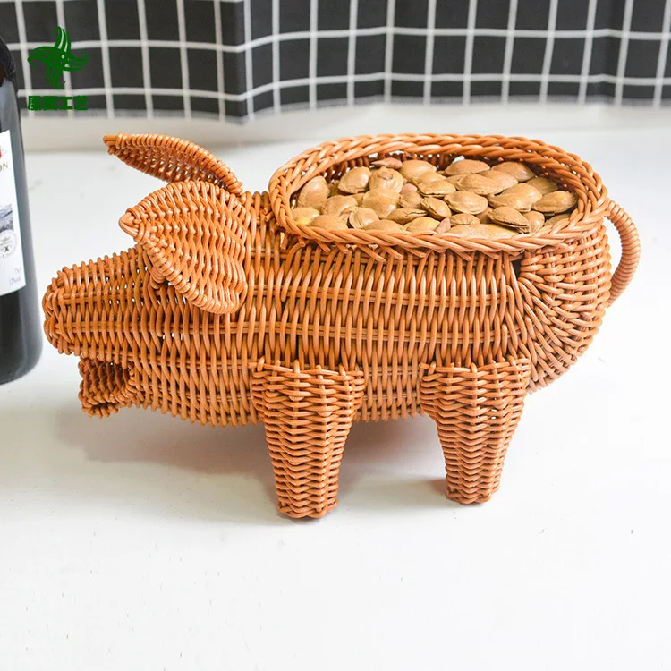 Imitation Rattan Knitted Basket Pig Animal Shape Snack Basket Fruit Bread Basket
Imitation Rattan Knitted Basket Pig Animal Shape Snack Basket Fruit Bread Basket