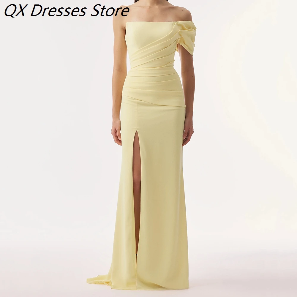 Women's A-line Evening Dresses Floor-length Off The Shoulder Sleeveless Prom Dresses Fashion Pleat Simple Draped Customized Gown
Women's A-line Evening Dresses Floor-length Off The Shoulder Sleeveless Prom Dresses Fashion Pleat Simple Draped Customized Gown