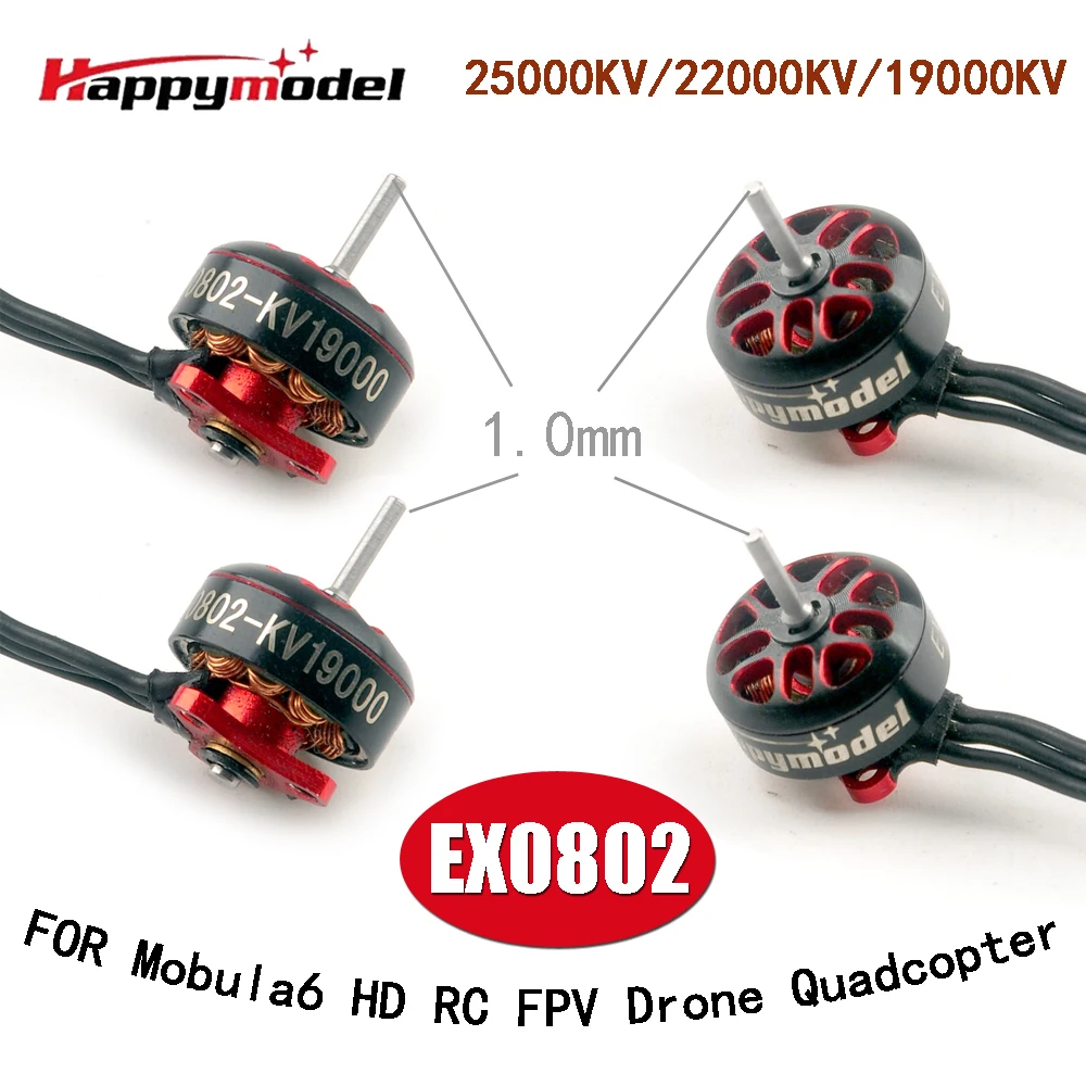 4PCS Happymodel EX0802 25000KV 22000KV 19000KV Brushless Motor 1.0mm Shaft for RC Mobula6 HD FPV Drone Quadcopter DIY Accessorie
4PCS Happymodel EX0802 25000KV 22000KV 19000KV Brushless Motor 1.0mm Shaft for RC Mobula6 HD FPV Drone Quadcopter DIY Accessorie