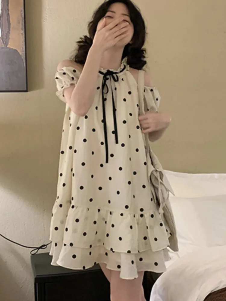 Sweet Dot Short Dress Women Summer New Ruffles A-line Bow Kawaii Birthday Party Dress Y2K Casual Korean Chic Vestido Mujer
Sweet Dot Short Dress Women Summer New Ruffles A-line Bow Kawaii Birthday Party Dress Y2K Casual Korean Chic Vestido Mujer