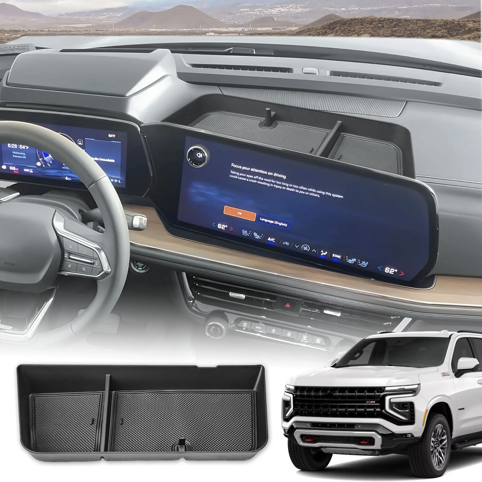 Center Console Tray Storage Organizer for 2025 Chevy Suburban Tahoe Behind Screen 17.7-inch Touch Dash Board Storage Car Box 
Center Console Tray Storage Organizer for 2025 Chevy Suburban Tahoe Behind Screen 17.7-inch Touch Dash Board Storage Car Box
