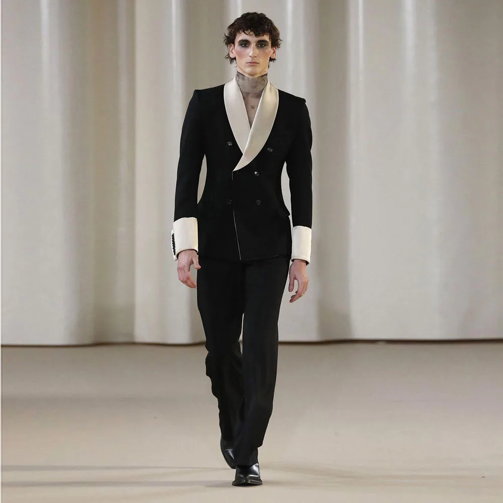 Show Fashion Men Suit 2 Pieces Jacket Pant Formal Occasion Double Breasted Collar Special Custome Male Clothing Stylish 2025
Show Fashion Men Suit 2 Pieces Jacket Pant Formal Occasion Double Breasted Collar Special Custome Male Clothing Stylish 2025