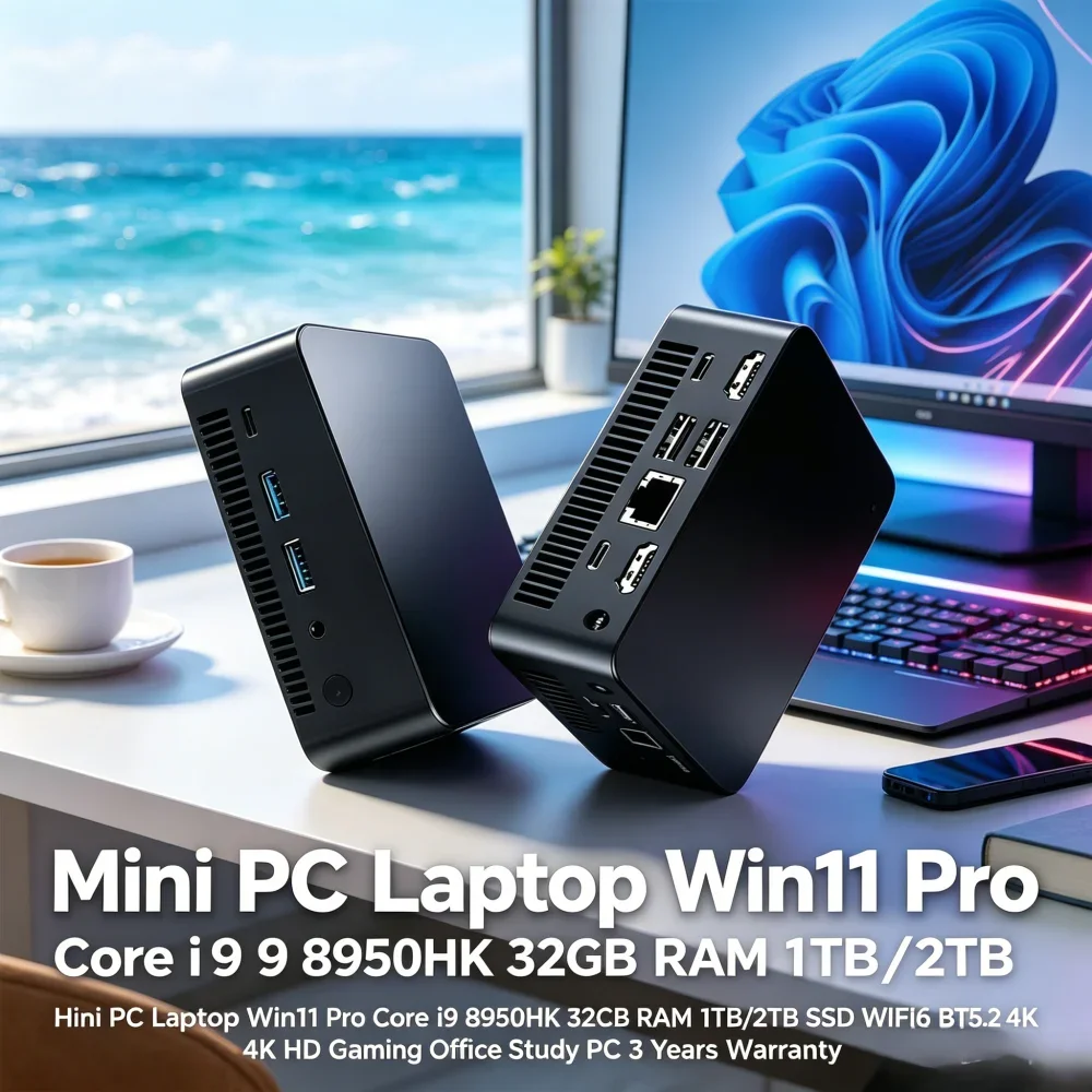 Mini PC Laptop Win11 Pro Core i9 8950HK 32GB RAM 1TB/2TB SSD WiFi6 BT5.2 4K HD Gaming Office Study PC 3 Years Warranty
Mini PC Laptop Win11 Pro Core i9 8950HK 32GB RAM 1TB/2TB SSD WiFi6 BT5.2 4K HD Gaming Office Study PC 3 Years Warranty