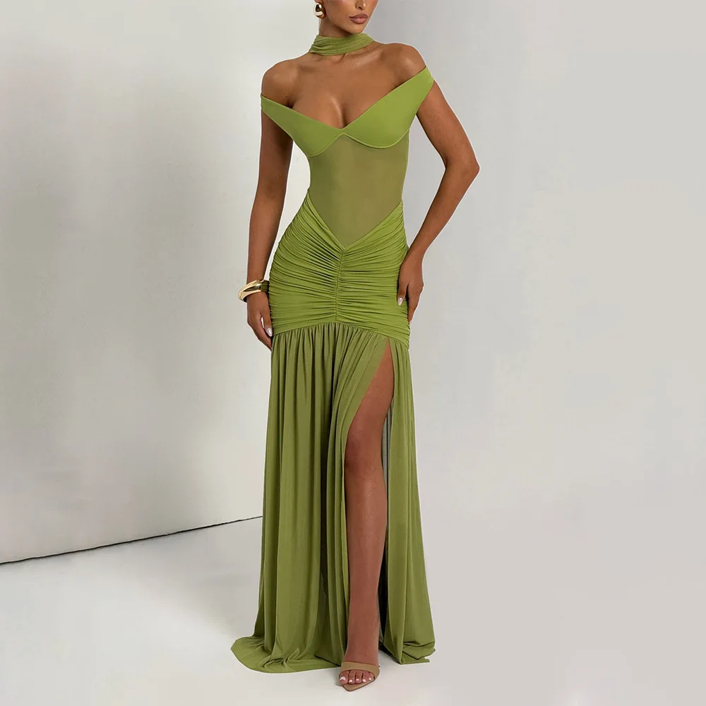 Sexy Green Women's Prom Dress With Scarf Robe Party Gown Sheath Side Split Ruffles Tulle Holiday Birthday Formal Wear Skirt
Sexy Green Women's Prom Dress With Scarf Robe Party Gown Sheath Side Split Ruffles Tulle Holiday Birthday Formal Wear Skirt
