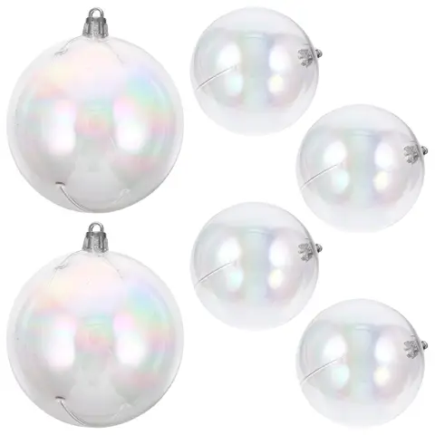 6Pcs Christmas Ball Decorations Iridescent Hanging Ornaments Xmas Tree Decorative Balls Party Supplies Christmas Bulbs Beads