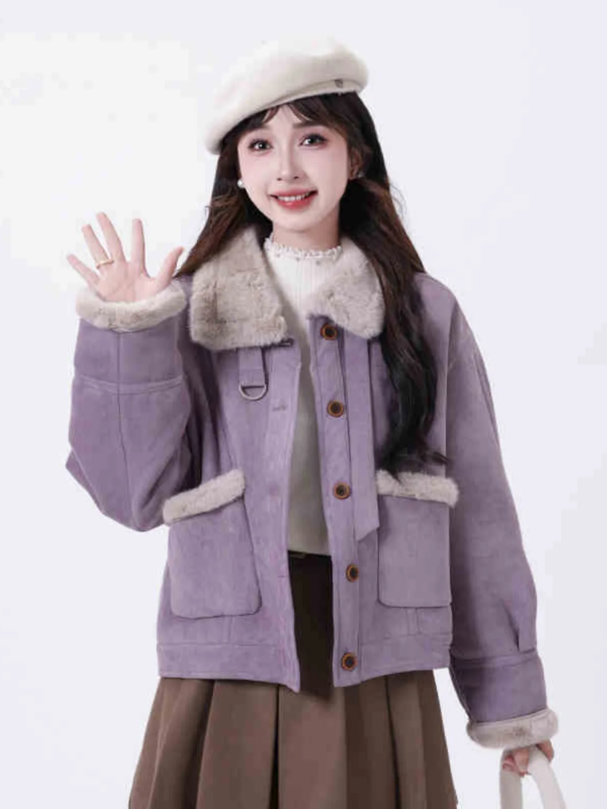 Pink Stand Collar Suede Jacket Women's Thickened Fur Integrated Winter New Style Fashionable Casual Loose Fit Long Sleeve Coat
Pink Stand Collar Suede Jacket Women's Thickened Fur Integrated Winter New Style Fashionable Casual Loose Fit Long Sleeve Coat