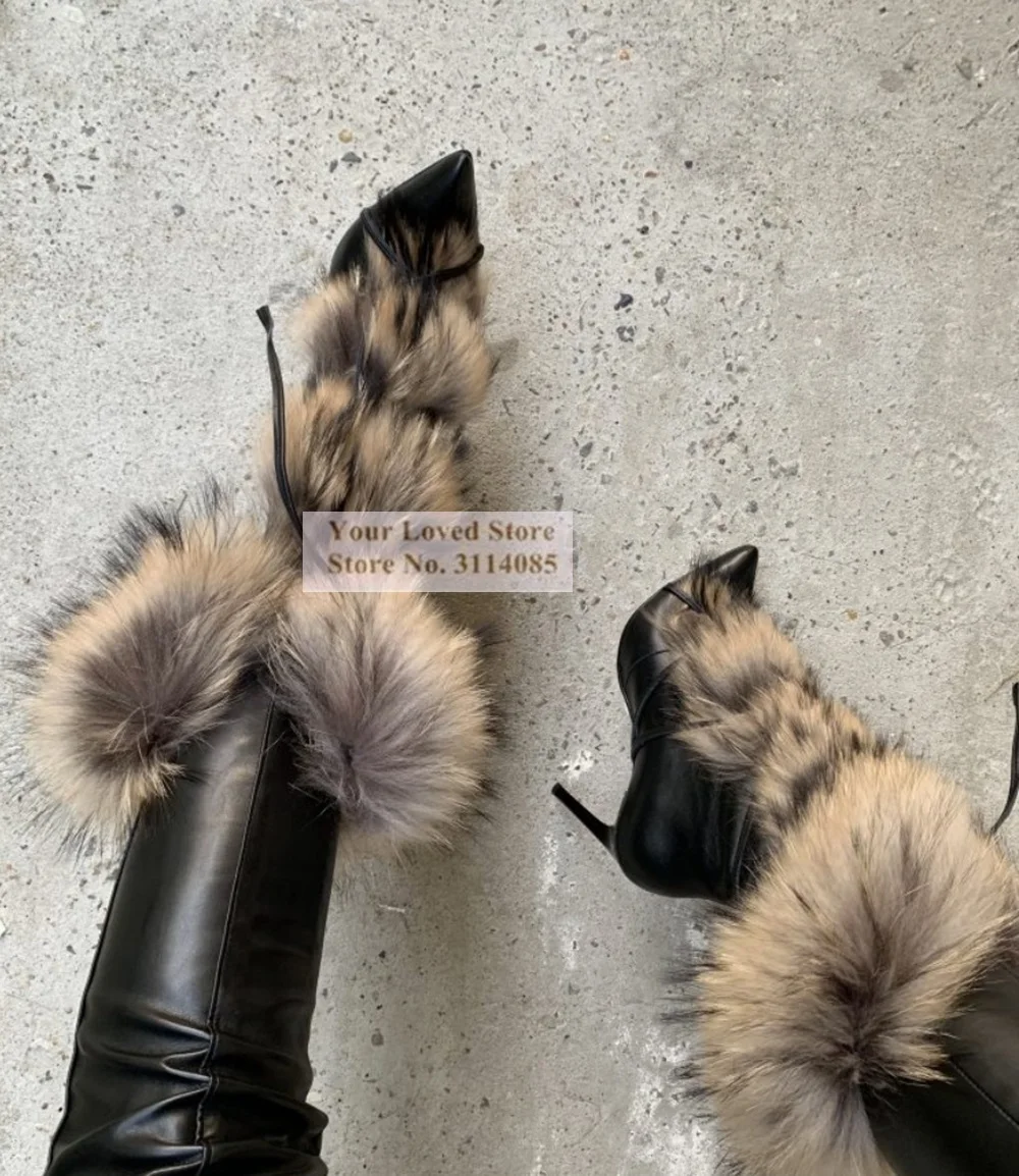 Women Fluffy Fur Mid Calf Boots Stiletto Heels Lace-up Pointed Toe Warm Shoes Soft Plush Party Dress Shoes Middle Furry Boots
Women Fluffy Fur Mid Calf Boots Stiletto Heels Lace-up Pointed Toe Warm Shoes Soft Plush Party Dress Shoes Middle Furry Boots