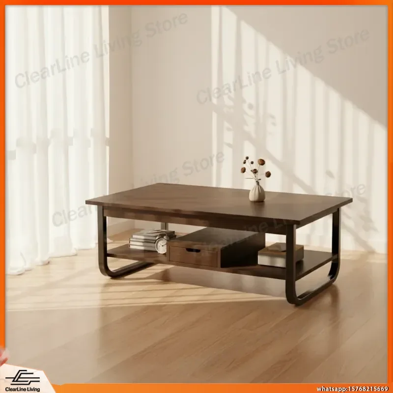 Modern Rectangular Coffee Table 120x60x42cm 2-Tier with Drawer Dark Walnut Desktop Black Metal Frame Living Room Tea Table
Modern Rectangular Coffee Table 120x60x42cm 2-Tier with Drawer Dark Walnut Desktop Black Metal Frame Living Room Tea Table