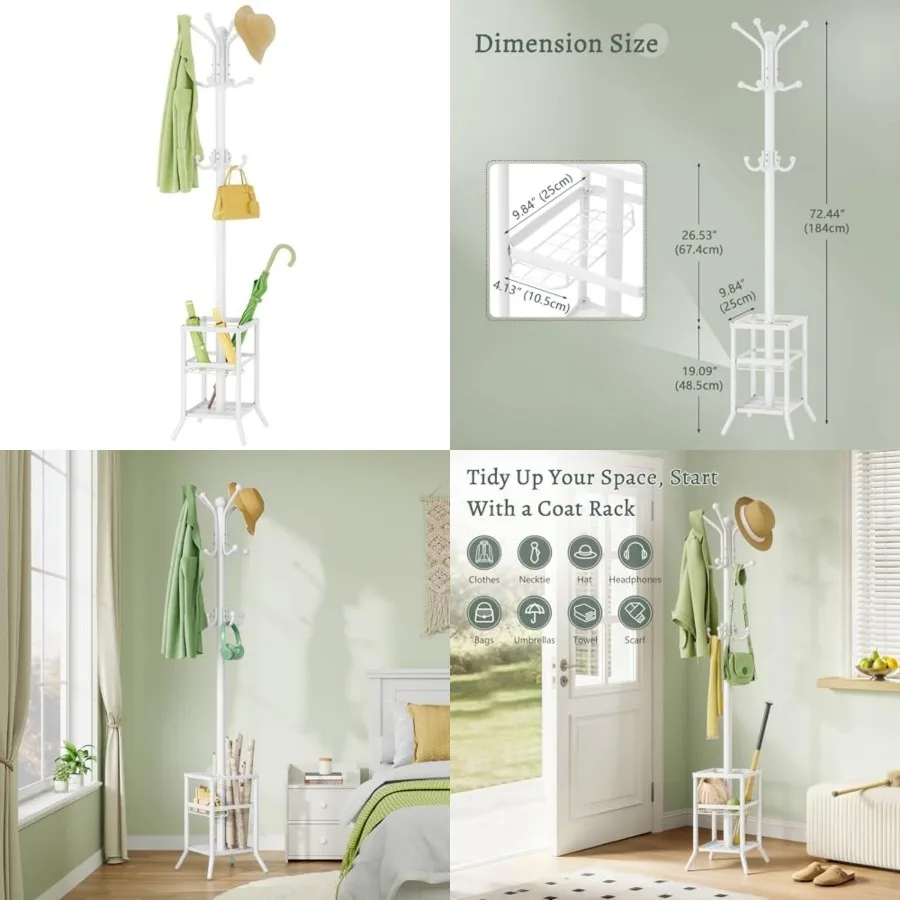 Coat Rack Freestanding, Coat Rack Stand with Umbrella Holder, Metal Coat Tree with 12 Hooks, Tree Clothes Hat for Entryway, Hal
Coat Rack Freestanding, Coat Rack Stand with Umbrella Holder, Metal Coat Tree with 12 Hooks, Tree Clothes Hat for Entryway, Hal