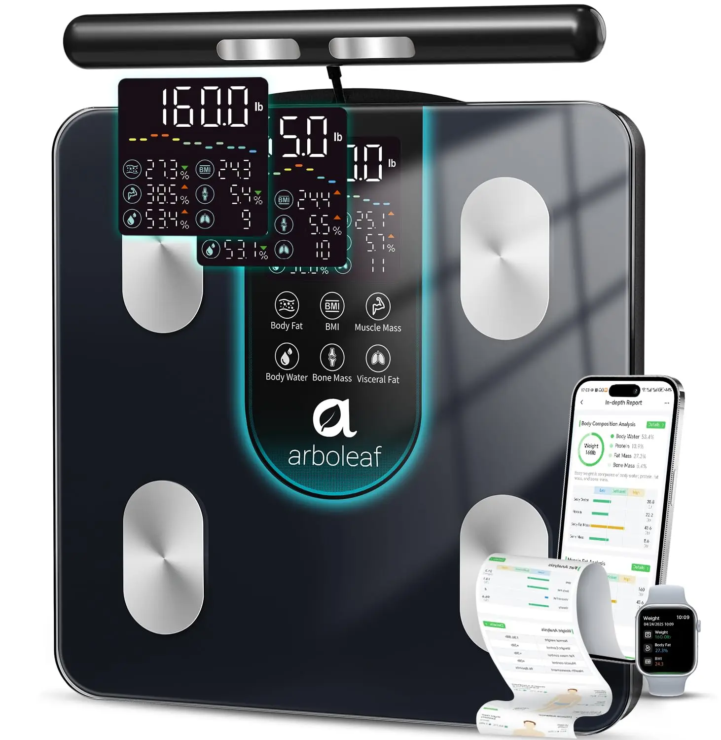 Smart Scale for Body Weight 8 Electrode Dual Frequency BIA Digital Bathroom Scale 7 in 1 Display for BMI Body Fat Muscle Mass
Smart Scale for Body Weight 8 Electrode Dual Frequency BIA Digital Bathroom Scale 7 in 1 Display for BMI Body Fat Muscle Mass