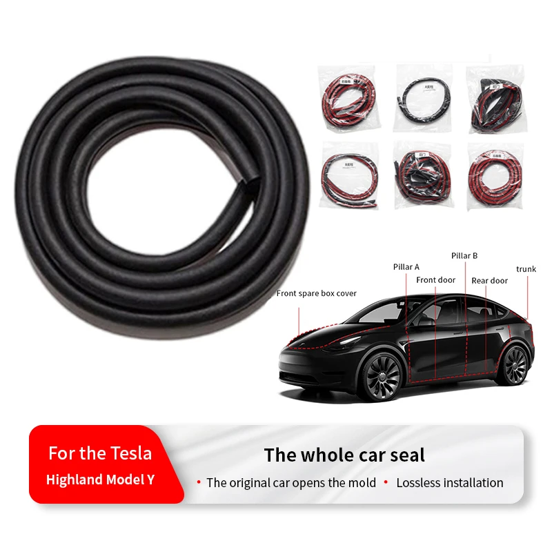 Door Seal Soundproof Kit for Tesla 2021-2025 Model Y Rubber Weather Draft Seal Strip Wind Noise Kit Front Trunk Cover Strip
Door Seal Soundproof Kit for Tesla 2021-2025 Model Y Rubber Weather Draft Seal Strip Wind Noise Kit Front Trunk Cover Strip