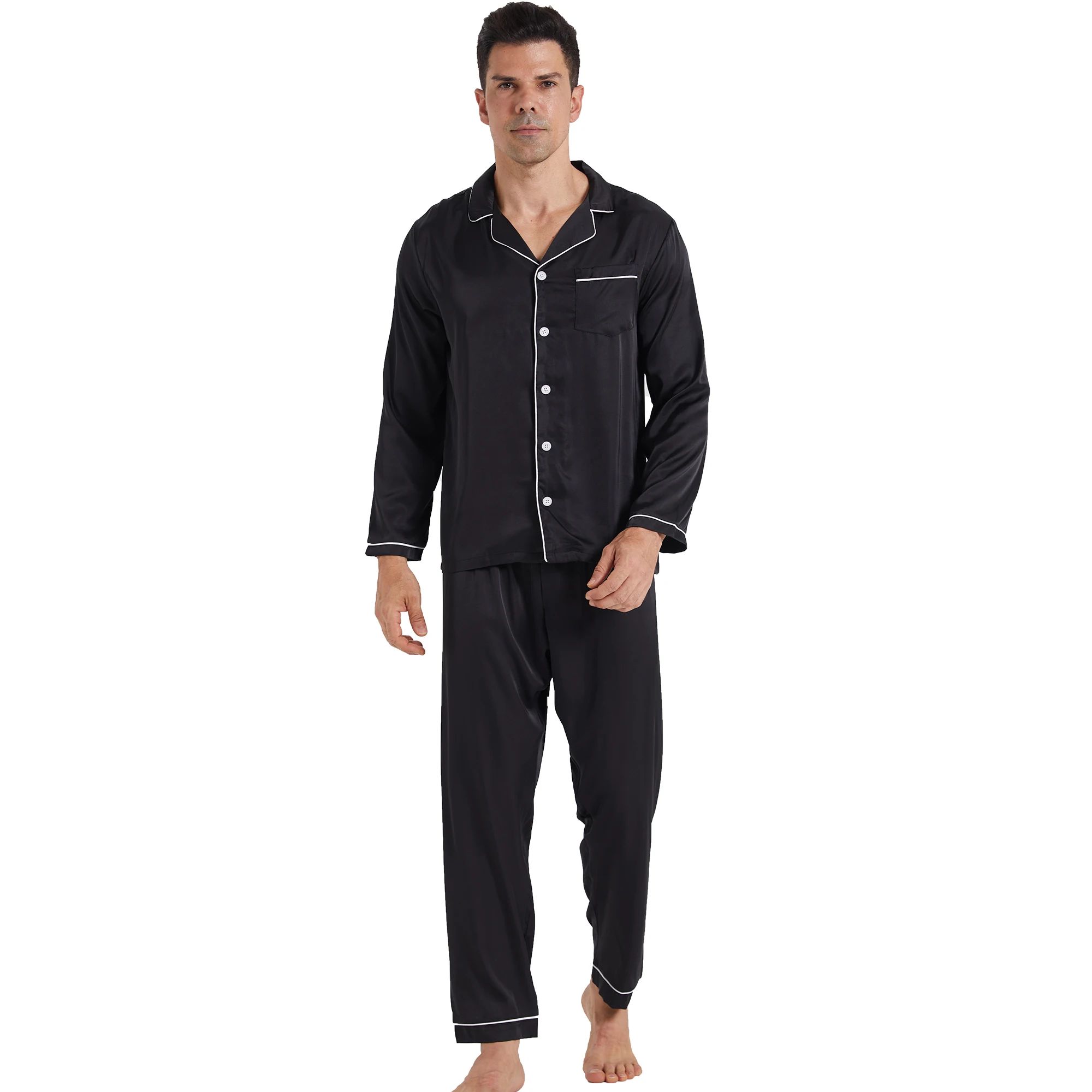 Mens Satin Pajamas Set Silk Satin Pajamas for Men Long Sleeve Loungewear Two-Piece Sleepwear Button Down Pj Set
Mens Satin Pajamas Set Silk Satin Pajamas for Men Long Sleeve Loungewear Two-Piece Sleepwear Button Down Pj Set
