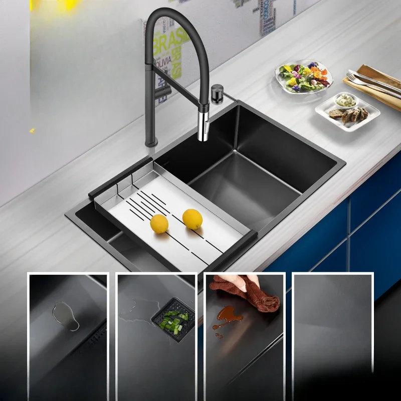 Room Black Nano Antibacterial Black Diamond Handmade Sink Single Tank 304 Stainless Steel Undertable Vegetable Washing Plate
Room Black Nano Antibacterial Black Diamond Handmade Sink Single Tank 304 Stainless Steel Undertable Vegetable Washing Plate